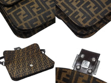画像をギャラリービューアに読み込む, FENDI フェンディ ズッカ柄 マンマバケット 30cm ハンドバッグ ワンショルダーバッグ コットンキャンバス レザー ブラウン 美品 中古 4b008668