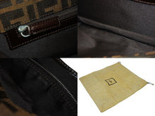 画像をギャラリービューアに読み込む, FENDI フェンディ ズッカ柄 マンマバケット 30cm ハンドバッグ ワンショルダーバッグ コットンキャンバス レザー ブラウン 美品 中古 4b008668