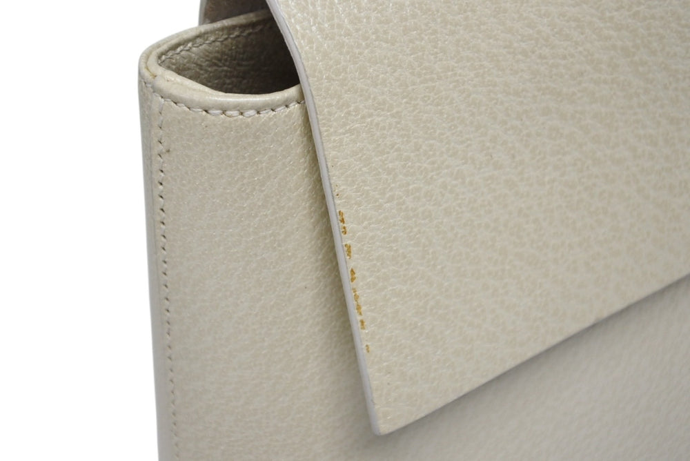 Very Good Condition GUCCI Bamboo Handbag 1886 Wood Handle Ivory Leather Suede Gold Hardware Used 4b008673