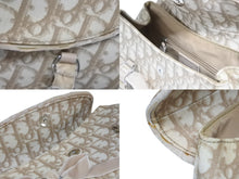 画像をギャラリービューアに読み込む, Christian Dior クリスチャンディオール トロッター リボン チェーン ハンドバッグ 01-RU-0065 ベージュ PVC ベロア シルバー金具 美品 中古 4b008676