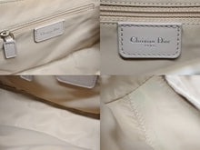 画像をギャラリービューアに読み込む, Christian Dior クリスチャンディオール トロッター リボン チェーン ハンドバッグ 01-RU-0065 ベージュ PVC ベロア シルバー金具 美品 中古 4b008676