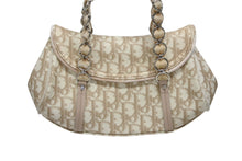画像をギャラリービューアに読み込む, Christian Dior クリスチャンディオール トロッター リボン チェーン ハンドバッグ 01-RU-0065 ベージュ PVC ベロア シルバー金具 美品 中古 4b008676