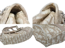 画像をギャラリービューアに読み込む, Christian Dior クリスチャンディオール トロッター リボン チェーン ハンドバッグ 01-RU-0065 ベージュ PVC ベロア シルバー金具 美品 中古 4b008676