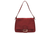 画像をギャラリービューアに読み込む, FENDI フェンディ ズッキーノ マンマバケット ワンショルダーバッグ 8BR001 キャンバス レッド ピンクゴールド金具 美品 中古 4b008678