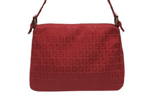 画像をギャラリービューアに読み込む, FENDI フェンディ ズッキーノ マンマバケット ワンショルダーバッグ 8BR001 キャンバス レッド ピンクゴールド金具 美品 中古 4b008678