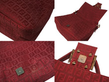 画像をギャラリービューアに読み込む, FENDI フェンディ ズッキーノ マンマバケット ワンショルダーバッグ 8BR001 キャンバス レッド ピンクゴールド金具 美品 中古 4b008678