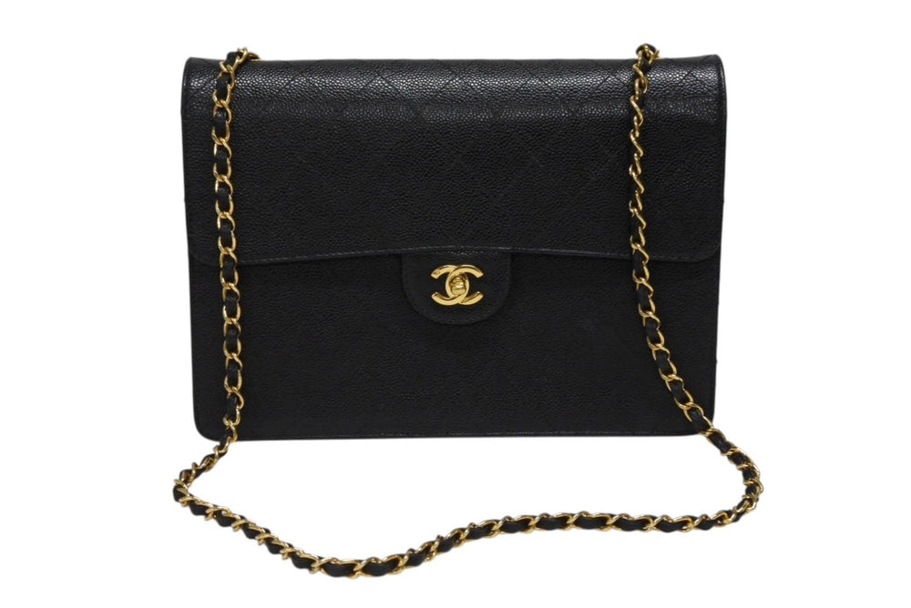 CHANEL CHANEL Deca Matelasse 30 S Flap S Chain Shoulder Bag No. 5 Caviar Skin Coco Mark Gold Hardware Good Condition Used 4b008679