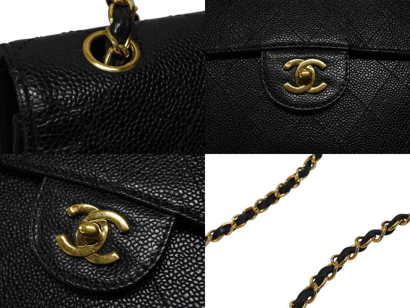 CHANEL CHANEL Deca Matelasse 30 S Flap S Chain Shoulder Bag No. 5 Caviar Skin Coco Mark Gold Hardware Good Condition Used 4b008679