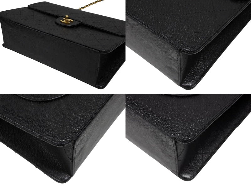 CHANEL CHANEL Deca Matelasse 30 S Flap S Chain Shoulder Bag No. 5 Caviar Skin Coco Mark Gold Hardware Good Condition Used 4b008679
