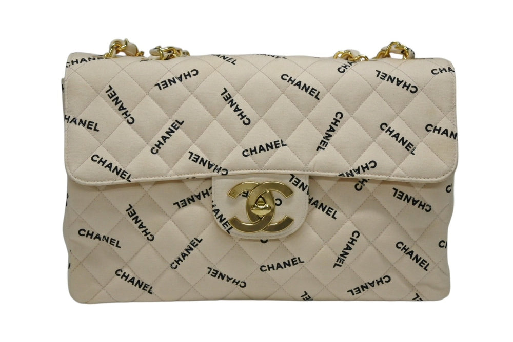 極美品 CHANEL シャネル デカマトラッセ34 Sフラップ Wチェーンショルダーバッグ 3番台 ココマーク キャンバス ゴールド金具 中古 4b008680