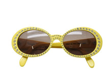 画像をギャラリービューアに読み込む, 極美品 CHANEL シャネル オーバル サングラス アイウェア 05256 30858 ココマーク ラインストーン イエロー 中古 4b008682