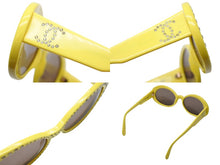 画像をギャラリービューアに読み込む, 極美品 CHANEL シャネル オーバル サングラス アイウェア 05256 30858 ココマーク ラインストーン イエロー 中古 4b008682