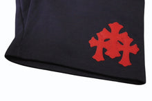 画像をギャラリービューアに読み込む, 新品未使用品 CHROME HEARTS クロムハーツ Y NOT クロスパッチ付き スウェットハーフパンツ ショーツ ネイビー サイズL 中古 4b008685