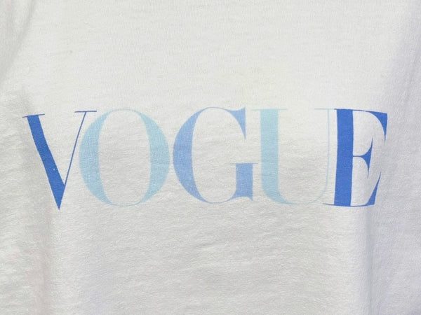 Very Good Condition VINTAGE Vintage 90's VOGUE MAGAZINE Vogue Magazine Short Sleeve T-Shirt Size L White Blue Used 4b008692