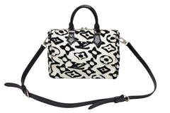極美品 LOUIS VUITTON ルイヴィトン スピーディー バンドリエール25 M45563 タフテッドモノグラム ブラック ホワイト シルバー金具 中古 4b008693