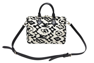 極美品 LOUIS VUITTON ルイヴィトン スピーディー バンドリエール25 M45563 タフテッドモノグラム ブラック ホワイト シルバー金具 中古 4b008693