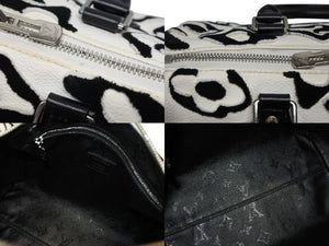 極美品 LOUIS VUITTON ルイヴィトン スピーディー バンドリエール25 M45563 タフテッドモノグラム ブラック ホワイト シルバー金具 中古 4b008693