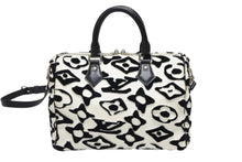 画像をギャラリービューアに読み込む, 極美品 LOUIS VUITTON ルイヴィトン スピーディー バンドリエール25 M45563 タフテッドモノグラム ブラック ホワイト シルバー金具 中古 4b008693