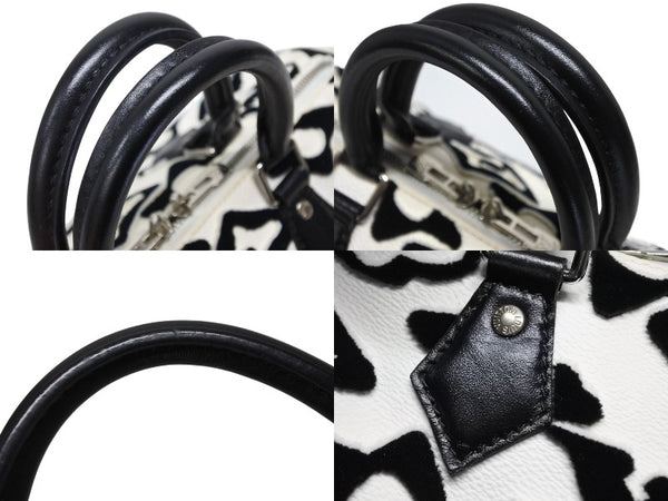 極美品 LOUIS VUITTON ルイヴィトン スピーディー バンドリエール25 M45563 タフテッドモノグラム ブラック ホワイト シルバー金具 中古 4b008693