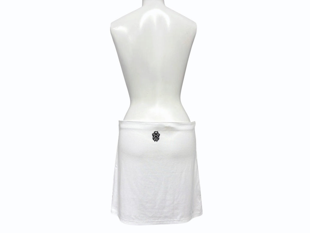 新品未使用 CHROME HEARTS クロムハーツ GRP Y NOT SKIRT W BAD SEED MINI Yノット ミニスカート サイズM ホワイト ダガー刺繍 中古 4b008715