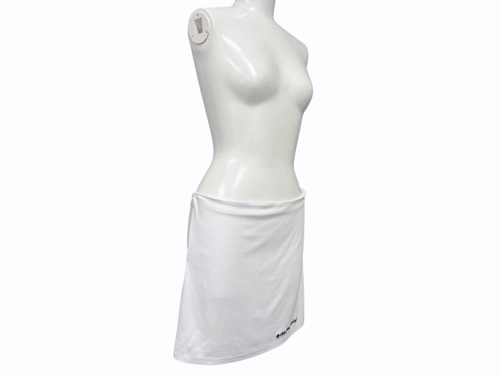 New and unused CHROME HEARTS GRP Y NOT SKIRT W BAD SEED MINI Y knot miniskirt Size M White Dagger embroidery Used 4b008715