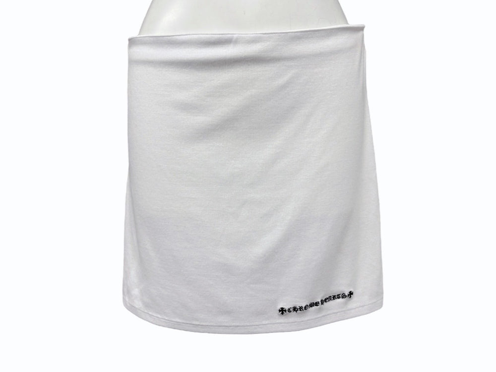 New and unused CHROME HEARTS GRP Y NOT SKIRT W BAD SEED MINI Y knot miniskirt Size M White Dagger embroidery Used 4b008715