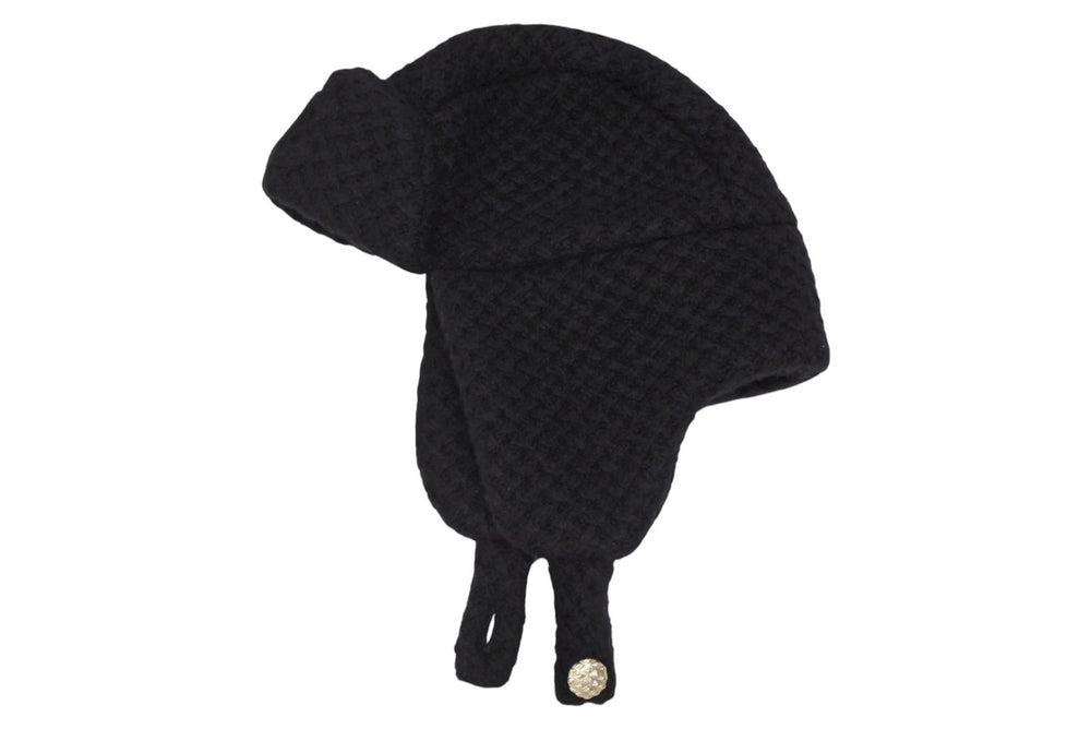 新品未使用 CHANEL シャネル CHAPKA HAT チャプカハット トラッパーハット AAB464 ココマーク カシミヤ シルク ブラック 中古 4b008720