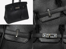 画像をギャラリービューアに読み込む, HERMES エルメス バーキン25 ハンドバッグ □N刻印 ヴォーエプソン ブラック P金具 美品 中古 4b008725