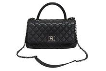 画像をギャラリービューアに読み込む, CHANEL シャネル トップハンドルバッグ ココハンドル チェーンショルダー A92992 22番台 ブラック キャビアスキン シルバー金具 美品 中古 4B008726