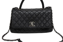 画像をギャラリービューアに読み込む, CHANEL シャネル トップハンドルバッグ ココハンドル チェーンショルダー A92992 22番台 ブラック キャビアスキン シルバー金具 美品 中古 4B008726