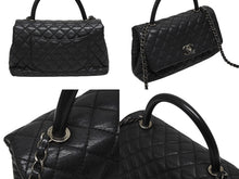 画像をギャラリービューアに読み込む, CHANEL シャネル トップハンドルバッグ ココハンドル チェーンショルダー A92992 22番台 ブラック キャビアスキン シルバー金具 美品 中古 4B008726