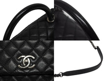 画像をギャラリービューアに読み込む, CHANEL シャネル トップハンドルバッグ ココハンドル チェーンショルダー A92992 22番台 ブラック キャビアスキン シルバー金具 美品 中古 4B008726