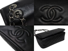 画像をギャラリービューアに読み込む, CHANEL シャネル タイムレスクロス CC チェーンショルダーバッグ 15番台 ブラック キャビアスキン シルバー金具 中古 4b008729