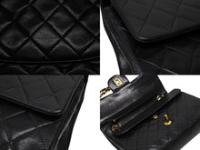 画像をギャラリービューアに読み込む, CHANEL シャネル Wフラップ マトラッセ チェーン ショルダーバッグ 1番台 ブラック ラムスキン ゴールド金具 美品 中古 4b008730