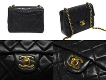 画像をギャラリービューアに読み込む, 極美品 CHANEL シャネル ミニマトラッセ 17 チェーンショルダーバッグ 1番台 ラムスキン ココマーク ブラック ゴールド金具 中古 4b008731