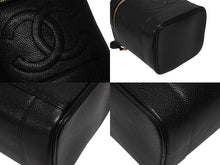画像をギャラリービューアに読み込む, CHANEL シャネル バニティバッグ ハンドバッグ A01998 キャビアスキン ココマーク ブラック ゴールド金具 美品 中古 4b008734