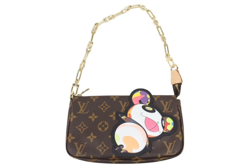 Like new LOUIS VUITTON LV×TM Monogram Panda Pochette Accessory M13440 Takashi Murakami Pouch Brown Used 4b008737