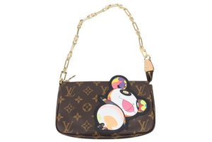 新品同様 LOUIS VUITTON ルイヴィトン LV×TM モノグラムパンダ ポシェットアクセソワール M13440 村上隆 ポーチ ブラウン 中古 4b008737