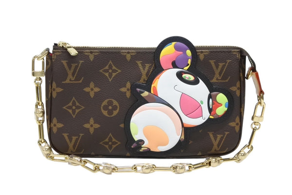 新品同様 LOUIS VUITTON ルイヴィトン LV×TM モノグラムパンダ ポシェットアクセソワール M13440 村上隆 ポーチ ブラウン 中古 4b008737