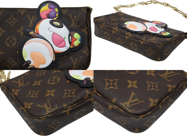 新品同様 LOUIS VUITTON ルイヴィトン LV×TM モノグラムパンダ ポシェットアクセソワール M13440 村上隆 ポーチ ブラウン 中古 4b008737