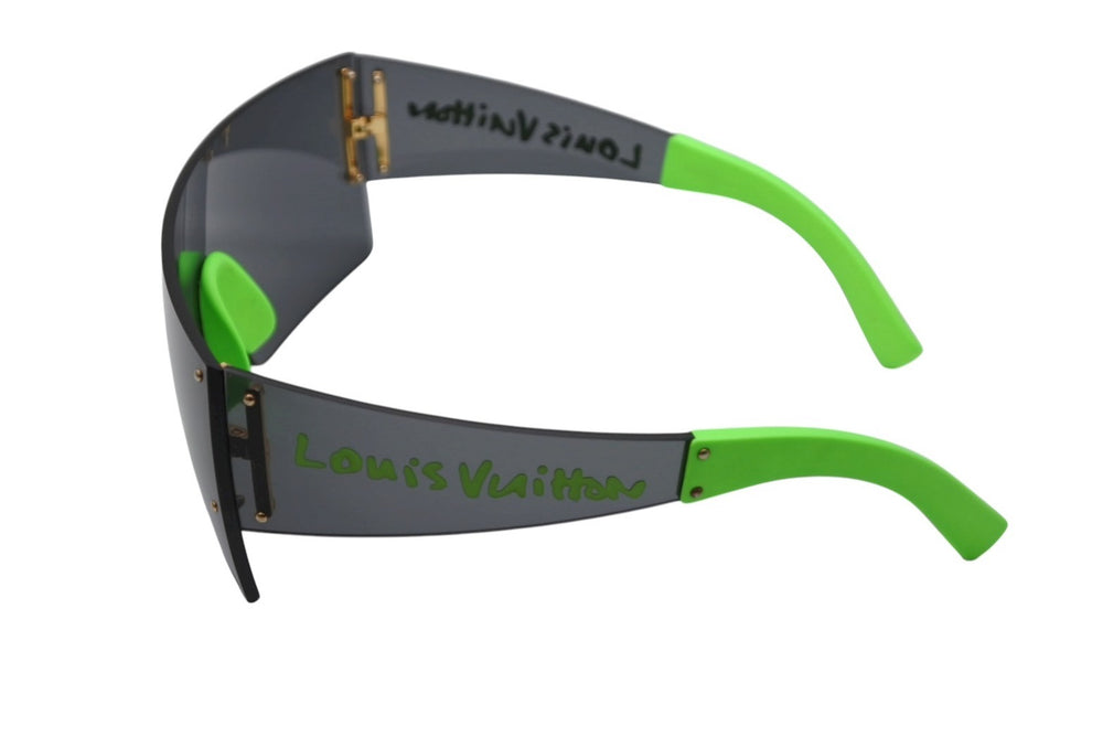 Very Good Condition LOUIS VUITTON LV Graffiti Mask Sunglasses Z0242U Black Green Stephen Sprouse Used 4b008747