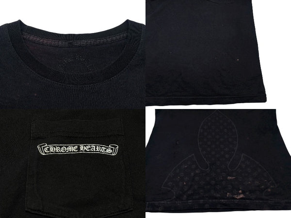 CHROME HEARTS クロムハーツ 半袖Tシャツ サイズS フレアニー スクロールラベルロゴ プリント ブラック 良品 中古 4b008750