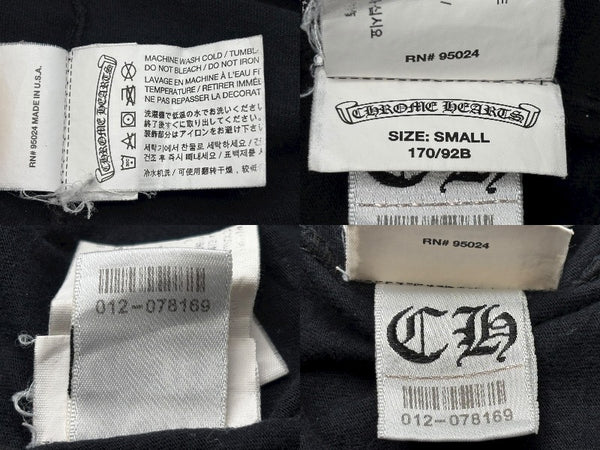 CHROME HEARTS クロムハーツ 半袖Tシャツ サイズS フレアニー スクロールラベルロゴ プリント ブラック 良品 中古 4b008750