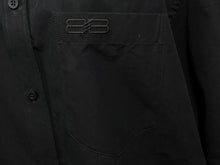 画像をギャラリービューアに読み込む, BALENCIAGA バレンシアガ 半袖シャツ ロゴ エンブロイダード 690395 イタリア製 コットン ブラック サイズ38 美品 中古 4b008755