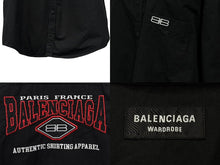 画像をギャラリービューアに読み込む, BALENCIAGA バレンシアガ 22SS 半袖ボタンダウンシャツ 699057 サイズ38 ブラック 刺繍 美品 中古 4b008756