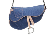 画像をギャラリービューアに読み込む, 極美品 CHRISTIAN DIOR クリスチャンディオール サドルバッグ ワンショルダーバッグ ガリアーノ期 デニム ピンク 中古 4b008762