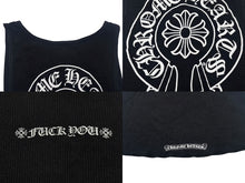 画像をギャラリービューアに読み込む, CHROME HEARTS クロムハーツ タンクトップ ノースリーブ サイズM FUCK YOU ホースシュー プリント ブラック 美品 中古 4b008763