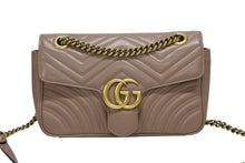 画像をギャラリービューアに読み込む, GUCCI グッチ GGマーモント キルティングステッチ チェーンショルダー レザーバッグ 443497 ダスティピンク 美品 中古 4b008787
