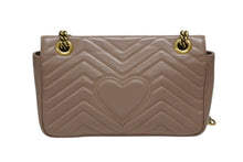 画像をギャラリービューアに読み込む, GUCCI グッチ GGマーモント キルティングステッチ チェーンショルダー レザーバッグ 443497 ダスティピンク 美品 中古 4b008787