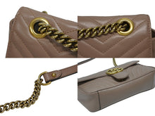 画像をギャラリービューアに読み込む, GUCCI グッチ GGマーモント キルティングステッチ チェーンショルダー レザーバッグ 443497 ダスティピンク 美品 中古 4b008787